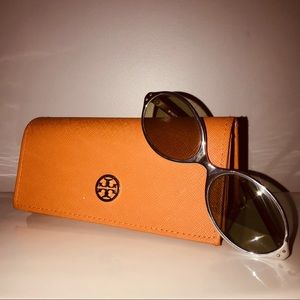 Tory Burch Orange Leather Sunglass Case